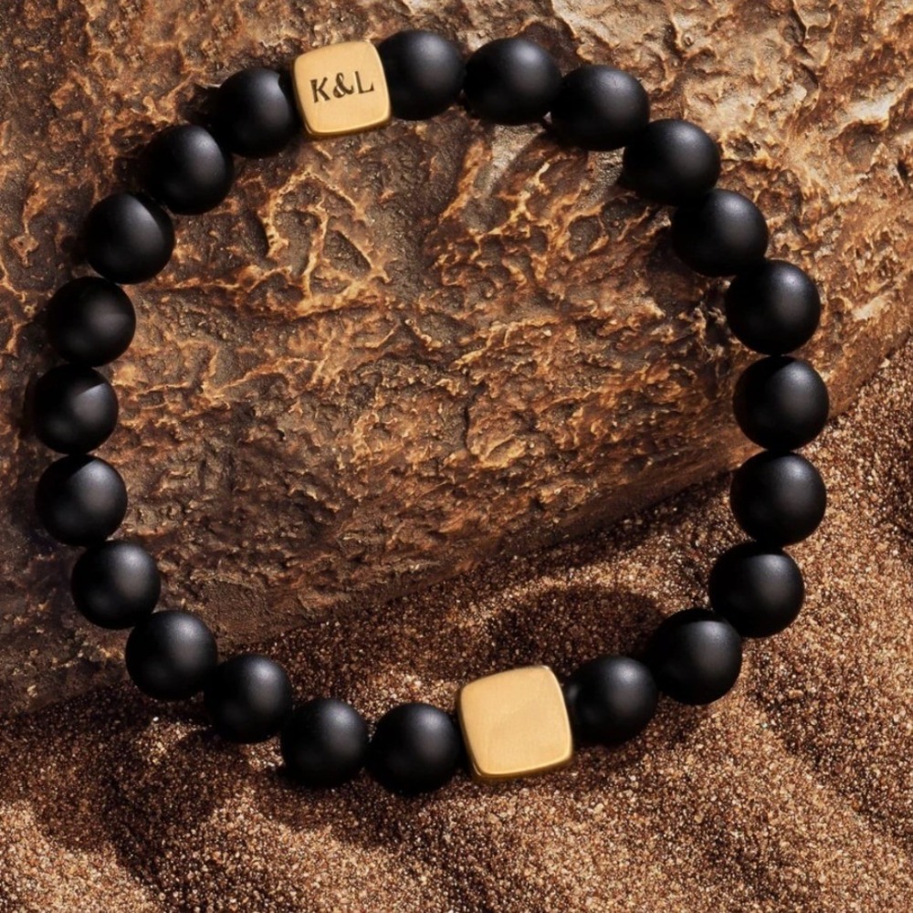 Boho Spiritual Bracelet Karma and Luck Black Onyx Tigers Eye Hamsa Gold Stone